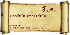 Babák Arszlán névjegykártya